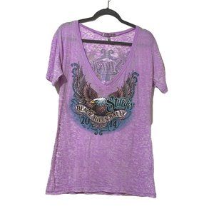 Hot Leathers Apparel 2014 Sturgis Black Hills Rally sz 2X purple burn out tee